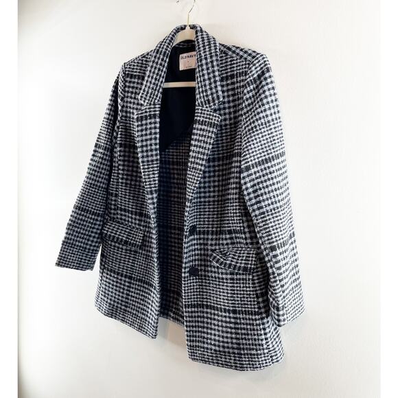 Old Navy Soft Brushed Oversized Single Breasted Plaid Blazer Jacket Gray Small - Picture 7 of 9